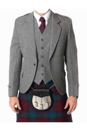 Light Grey Tweed Argyle Jacket 5 Button Vest - Scot Kilt Store