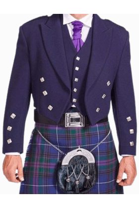 Prince Charlie Navy Blue Wool Jacket & Waistcoat - Scot Kilt Store
