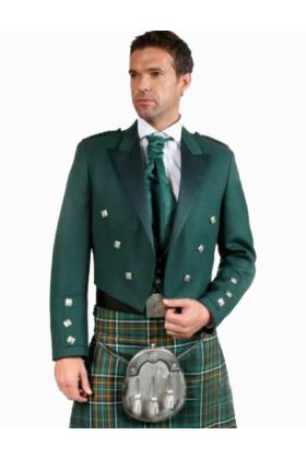 Green Irish Prince Charlie Kilt Jacket with Waistcoat Vest - Scot Kilt Store