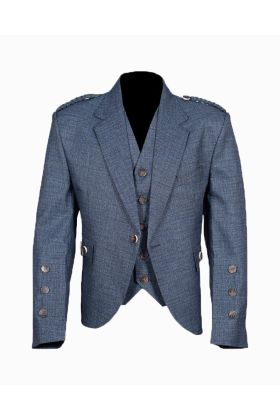 Men Gray Wool Argyle Jacket and with Five Button Waistcoat - Scot Kilt Store