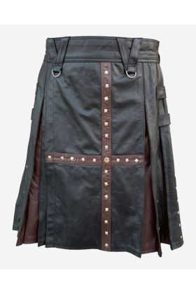 Black and Brown Leather Kilt for Stylish men - Scot Kilt Store