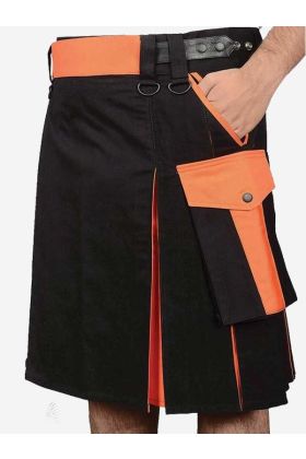 Black And Orange Hybrid Kilt - Scot Kilt Store