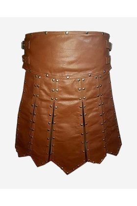 Men's Brown Gladiator Leather Utility Kilt - Scot Kilt Store