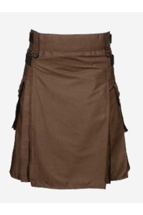 Brown Utility Kilt For Man With Leather Strap - Scot Kilt Store