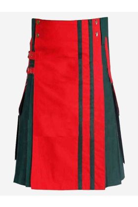 Red And Green Hybrid Kilt For Men - Scot Kilt Store
