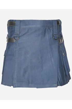 Navy Blue Mini Kilt with Utility Pockets For Ladies  - Scot Kilt Store