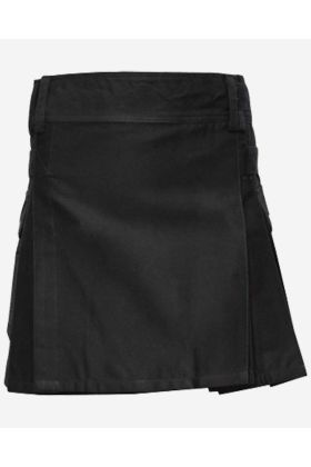 Women Black Utility Kilt with Cargo Pockets - Scot Kilt Store