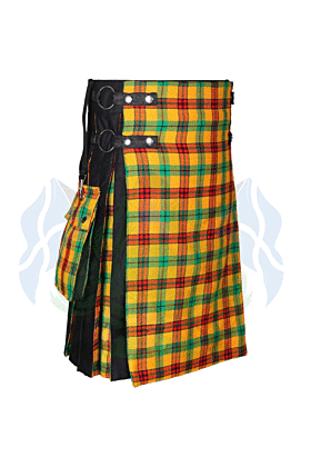 Black Hybrid Kilt With Tartan -
