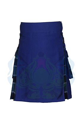Blue & US Navy Tartan Two-Tone Hybrid Kilt for Men | Custom-Made Scottish Kilt -