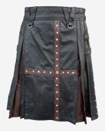 Black and Brown Leather Kilt for Stylish men - Scot Kilt Store