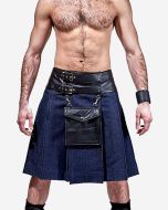 Stylish Denim Kilt with Functional Leather Pouch
 - Scot Kilt Store
