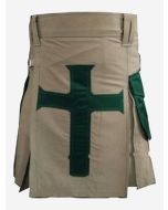 Christ Inspired Kilt with Khaki Base and Green Pockets- Scot Kilt Store