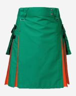  Green & Orange Kilt with Pockets & Cargo Features - Scot Kilt Store